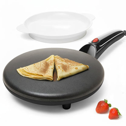 Moss & Stone Electric Crepe Maker – 8” Portable Crepe Pan Nonstick with Dipping Plate, Auto Shut-Off, On/Off Switch, Even Heating & One Automatic Temperature Control – Compact Crepe Maker