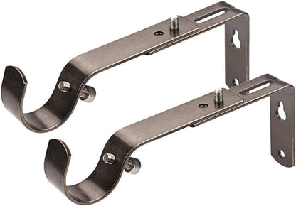 Curtain Rod Bracket Set of 4, Adjustable for 7/8 or 1 Inch Rods, Antique Silver