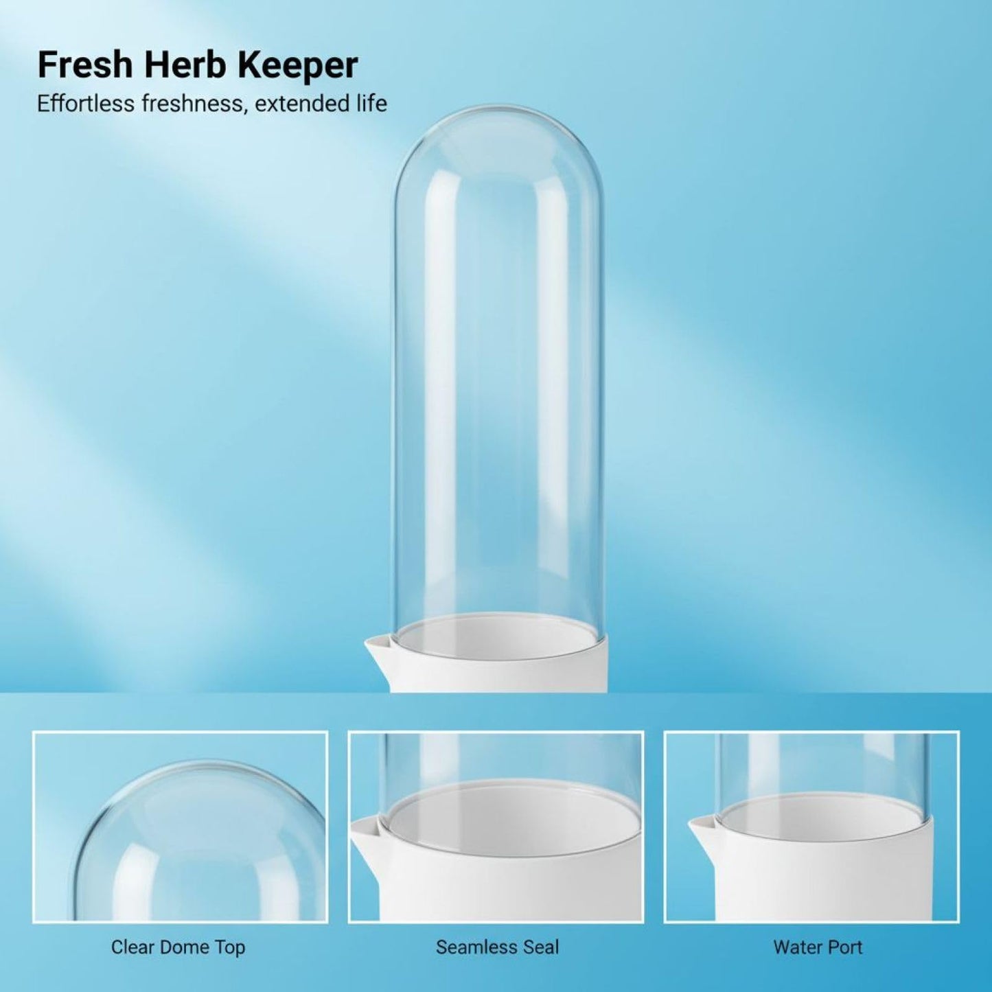NIMBLOOM 3 Pcs Herb Keeper for Refrigerator, Large Fresh Herb Keeper with Independent Water Refill Port, 10.2 in Tall Herb Saver Container