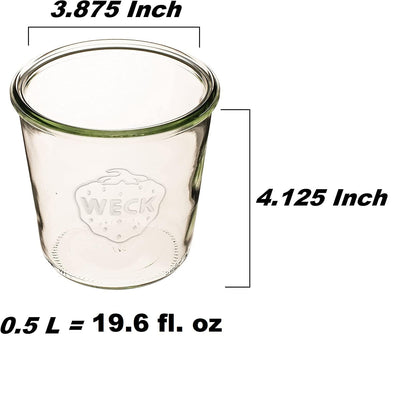 WECK Canning Jars 742 Mold Jars made of Transparent Glass - Eco-Friendly Canning Jar - Storage for Food, Yogurt with Air Tight Seal and Lid - 1/2 Liter Tall Jar Set - (2 Jars)
