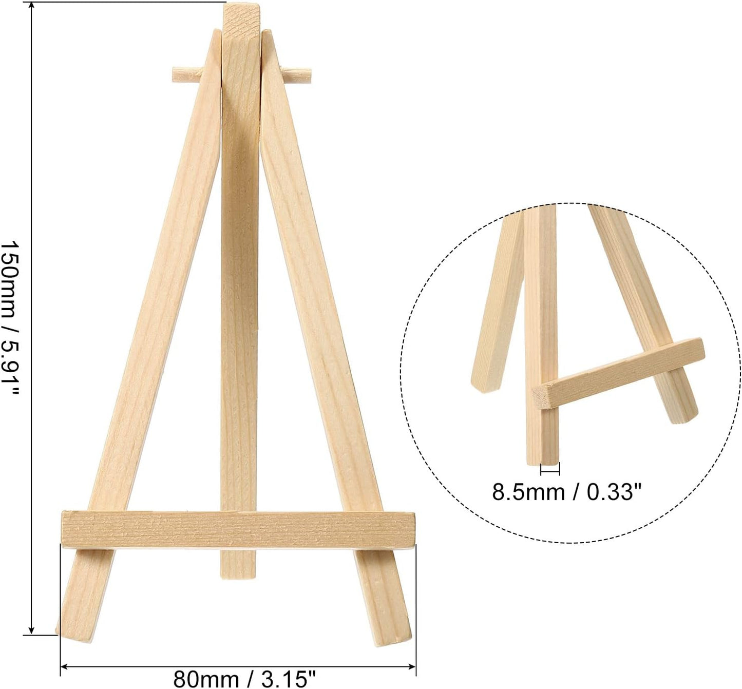 PATIKIL 5.9" Mini Wooden Easel Stand, 6 Pack Table Use Adjustable Triangle Holder for Photos, Canvases