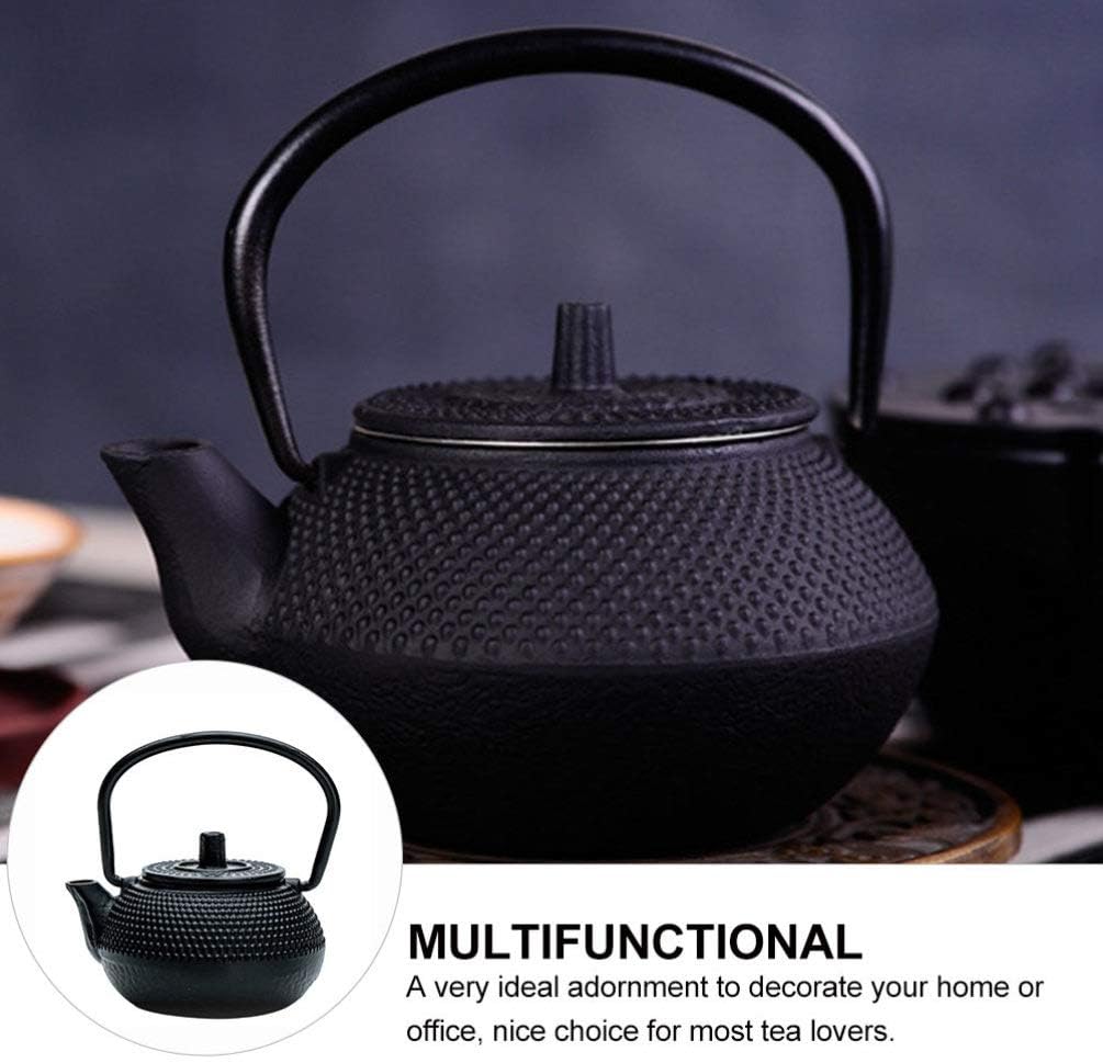 PATKAW Japanese Tetsubin Cast Iron Teapot, Stovetop Kettle for Loose Leaf Tea, Black (7.20X7.00X4.30cm)