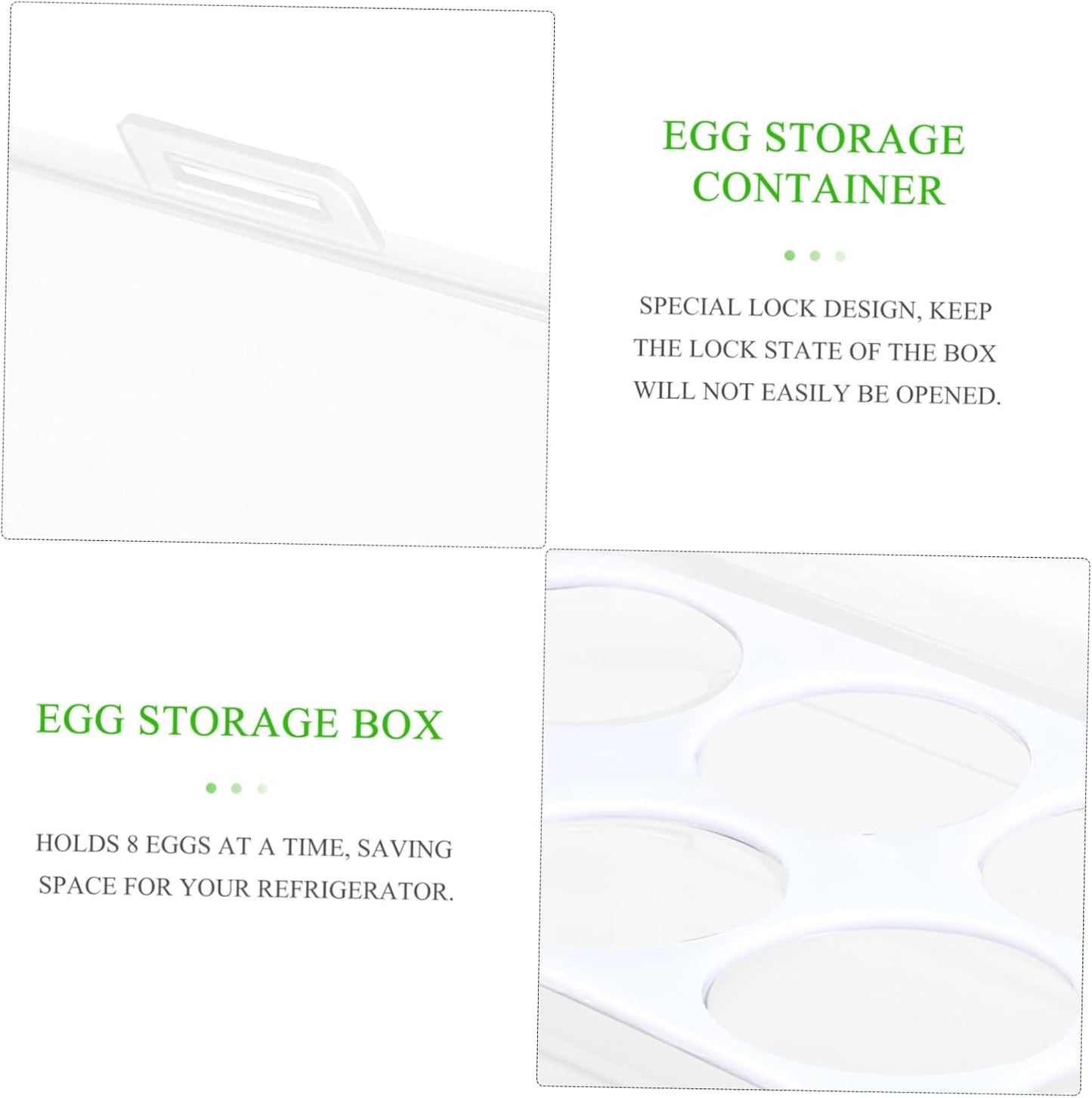 8 Box Fridge Egg Keeper Holder Mini Condiment Bottles, Egg Organizer for Refrigerator, Egg Carrier, White
