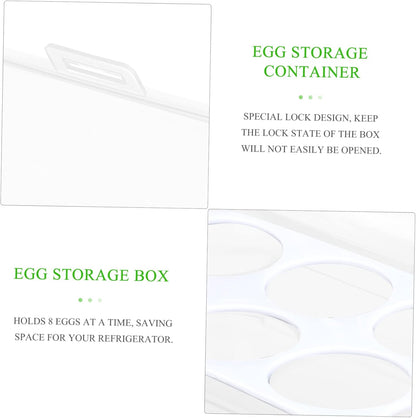8 Box Fridge Egg Keeper Holder Mini Condiment Bottles, Egg Organizer for Refrigerator, Egg Carrier, White