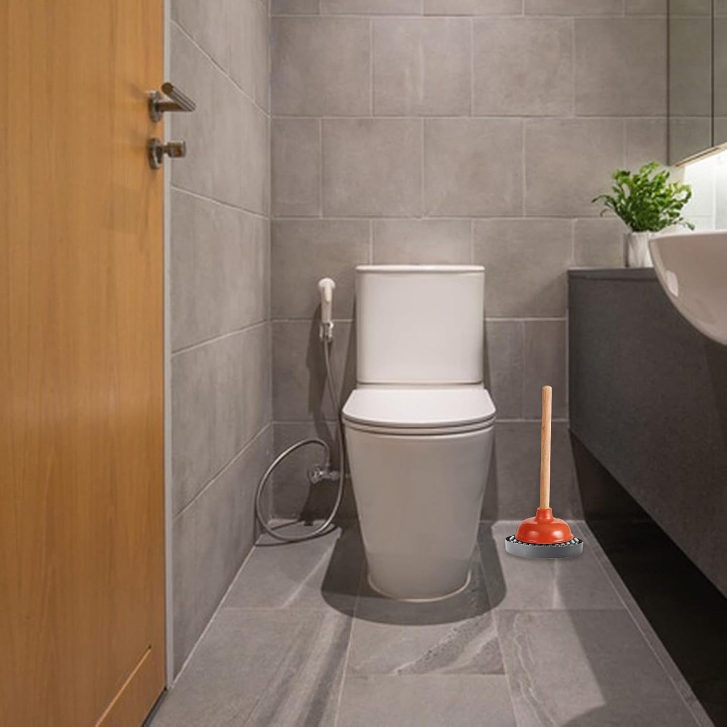 Plunger Holder, Plunger Tray, Air Drying Mat for Toilet Plunger, Stand Wicks Water and Dries Quickly (1pc)