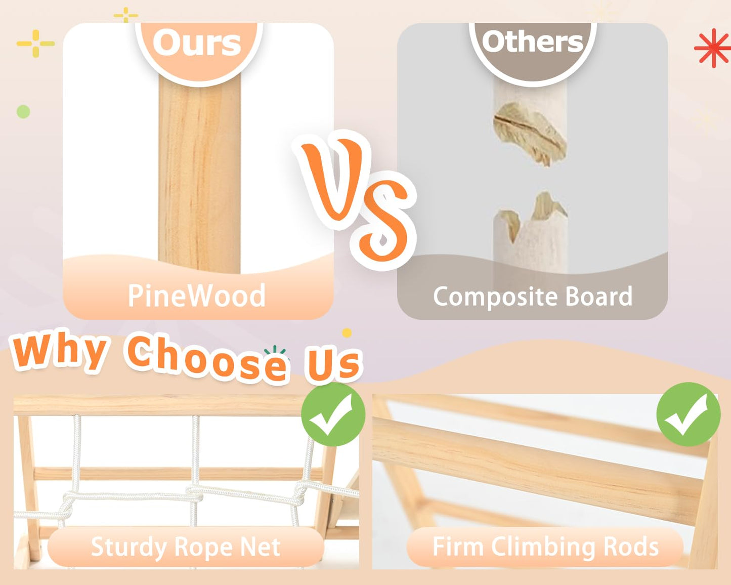 Homman 12-in-1 Toddler Playground - Foldable Kids Climbing Set with Slide, Rock/Net, Monkey Bars, Drawing Board, Swing and Pickler Set