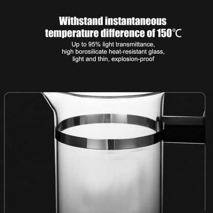 French Press Coffee Maker, 11.8oz Borosilicate Glass Carafe with Triple Filters for Espresso and Tea