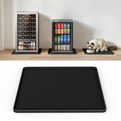 NAMTSO Mini Fridge Mat Silicone Tray - 19.7"x19.7" Cat Food Mat with Raised Edges, Soft Non-Slip Rubber Mat, Waterproof Counter and Floor Protector for Coffee Maker, Humidifier, Ice Maker, Black