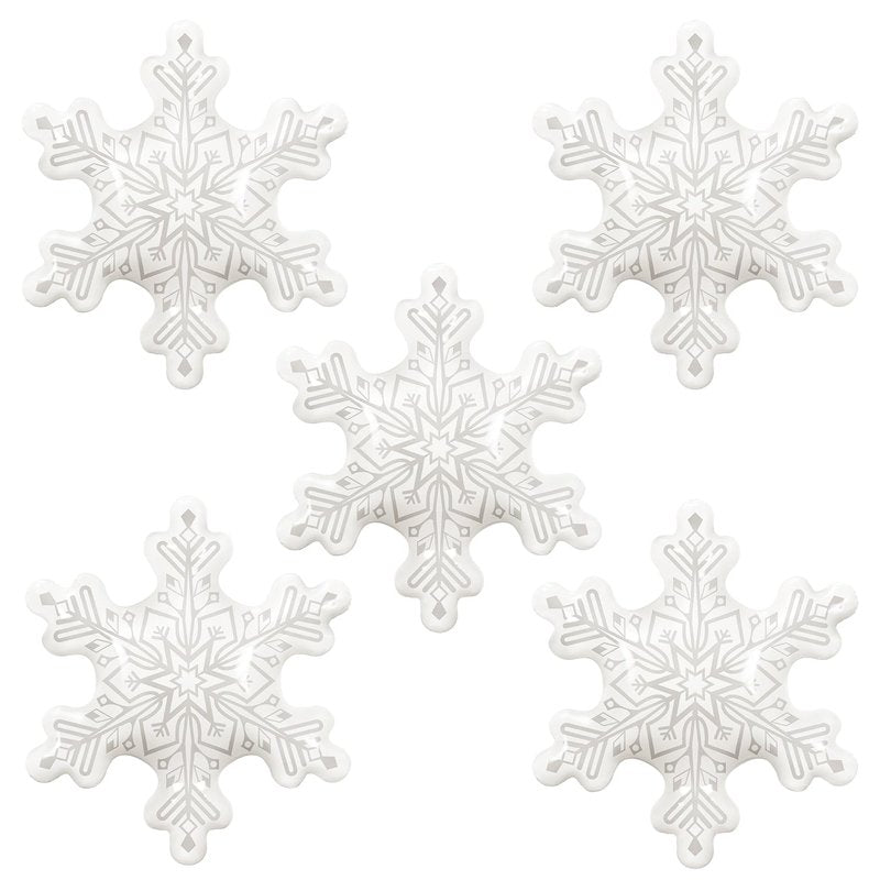 Clear Snowflake Balloons, 36 inch, Set of 5 Foil Mylar Balloons for Christmas and Winter Wonderland Ice Snow Themed Birthday Party Decorations