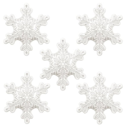 Clear Snowflake Balloons, 36 inch, Set of 5 Foil Mylar Balloons for Christmas and Winter Wonderland Ice Snow Themed Birthday Party Decorations