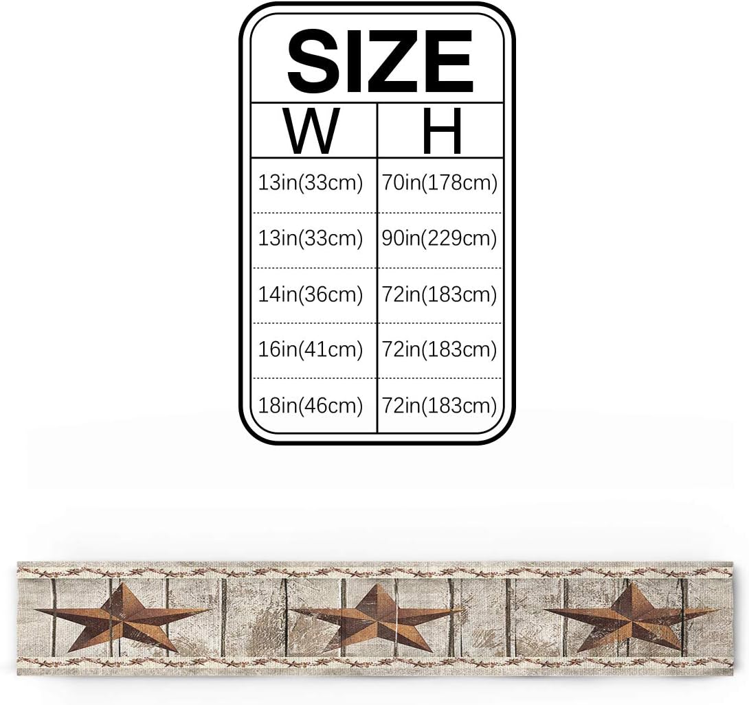 Burlap Table Runner, 70 Inches Long, Western Texas Star Rustic Wood Pattern for Wedding Party Decor