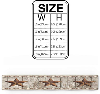 Burlap Table Runner, 70 Inches Long, Western Texas Star Rustic Wood Pattern for Wedding Party Decor