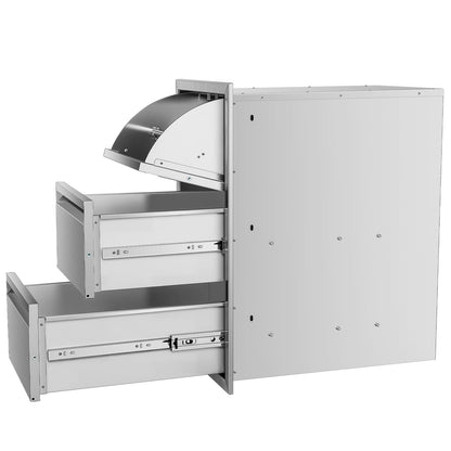 RAILEN Outdoor Kitchen Drawers Stainless Steel Flush Mount BBQ Drawers for Outdoor Kitchen Island or Patio Grill Station (15Wx26Hx22D Inch)