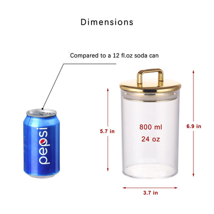 2 Pack 24 oz Medium Acrylic Storage Apothecary Jar with Gold Airtight Lid | Bathroom Vanity Organizer Containers | Ideal Decorative Canisters for Shells, Bath Salt, Grains, Cotton Ball, Flossers