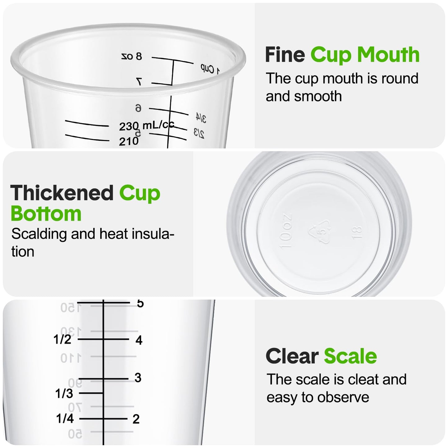 Yunsailing 400 Pack Disposable Measuring Cups for Resin 8 oz Clear Plastic Epoxy Reusable Liquid Mixing Cups for Cooking and Baking Supplies