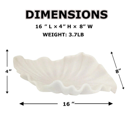 CSjihua Off White Large Decorative Bowl - 16” Fruit/Key/Purse Bowl for Home Decor - Coffee Table & Entryway Table Decor - Scalloped Ruffle Bowls - Unique Centerpiece Bowls(Big)