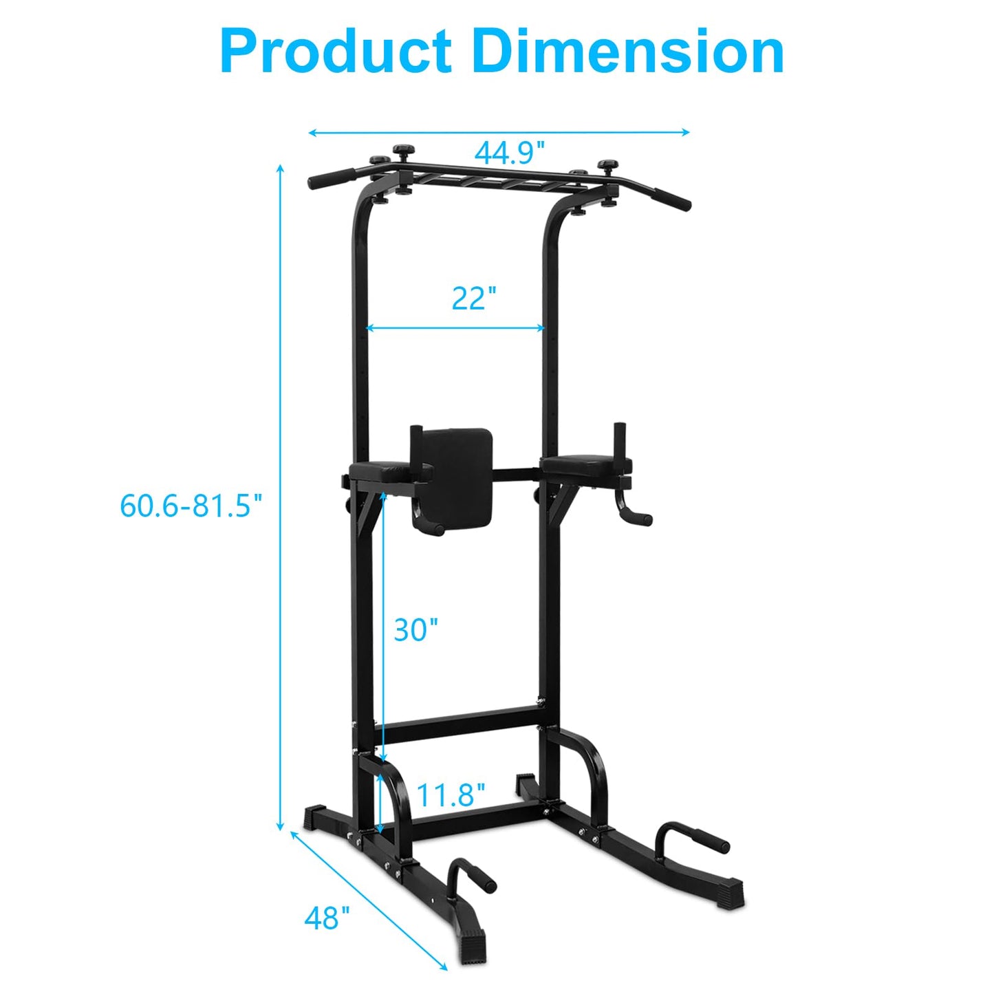 Power Tower Pull Up Bar Dip Station for Strength Training, Multi-Handle Design, Adjustable Height, Home Gym Fitness