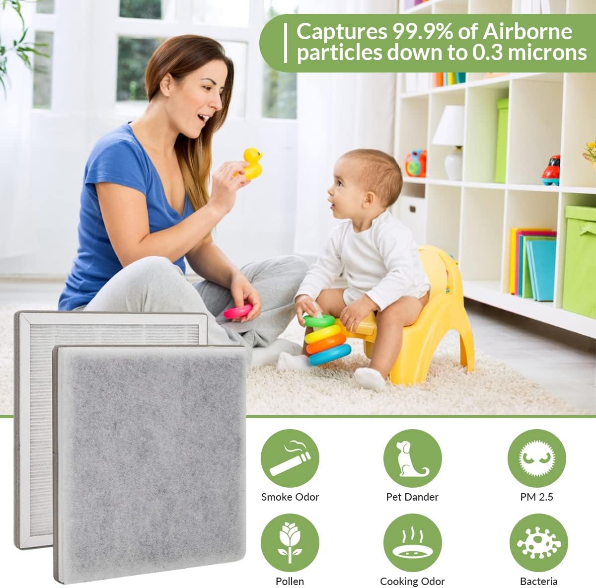 Replacement Filter 2-Pack for PureZone Pure Enrichment 3-in-1 Air H13 Grade True HEPA Purifier, Part No PEAIRFIL