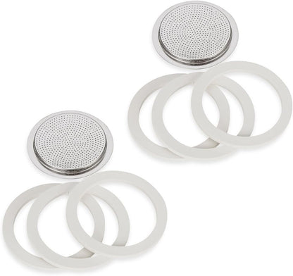 Bialetti (2-Packs) of #06961 | Total of SIX replacement gaskets and TWO replacement filter plates for 6-CUP Bialetti