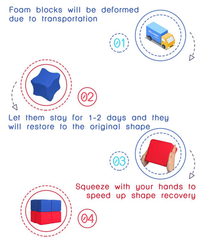 UHAPPYEE Foam Blocks for Toddlers 1-3, 12 PCS 5.5 inch Foam Soft Cubes for Kids, Colourful Building Blocks, Stacking Block Sets, Throwing Toys