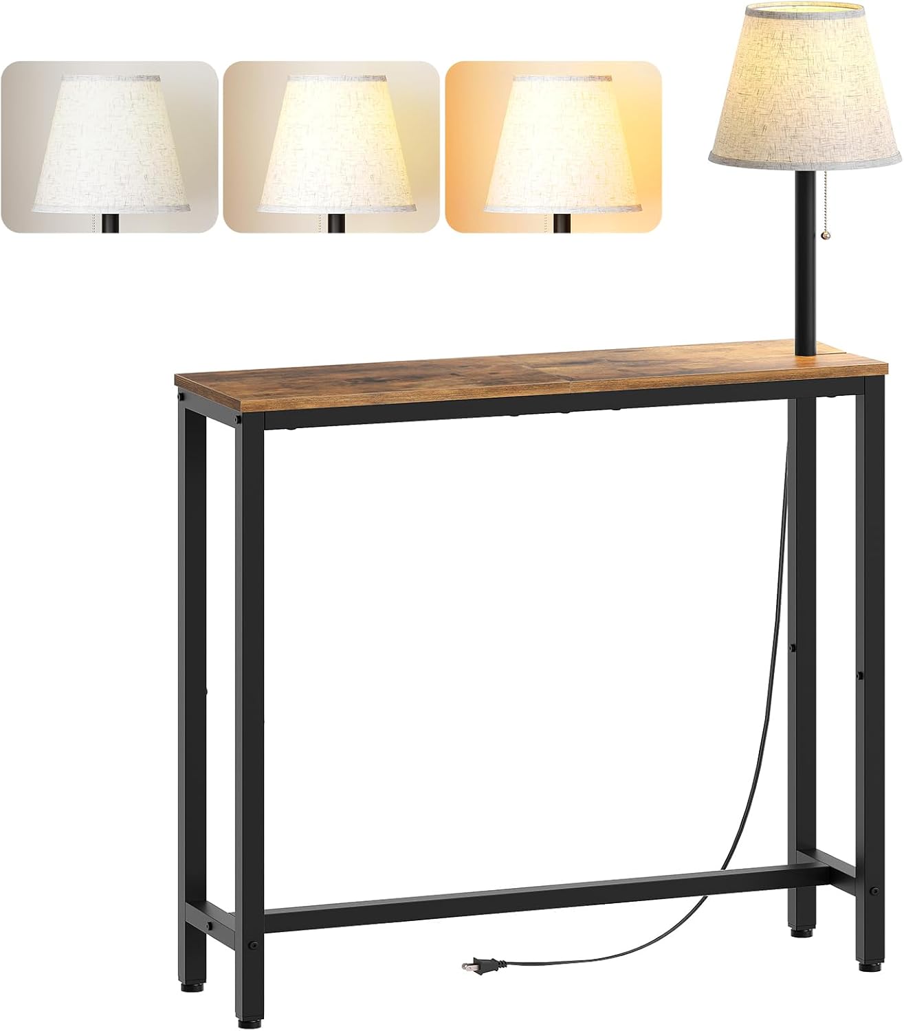 29.5" CT75DBR YATINEY Narrow Console Table, Behind Couch Table, Small Entryway Table with Light, Thin Sofa Table