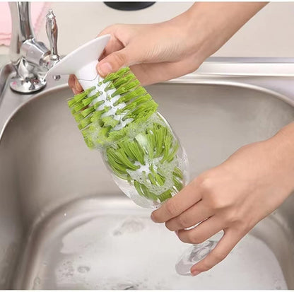 2PCS Glass Cleaning Brush with Suction Cup, Kitchen Bottle and Wine Cup Cleaner, Stable Washing for Cups, Mugs, Jugs -