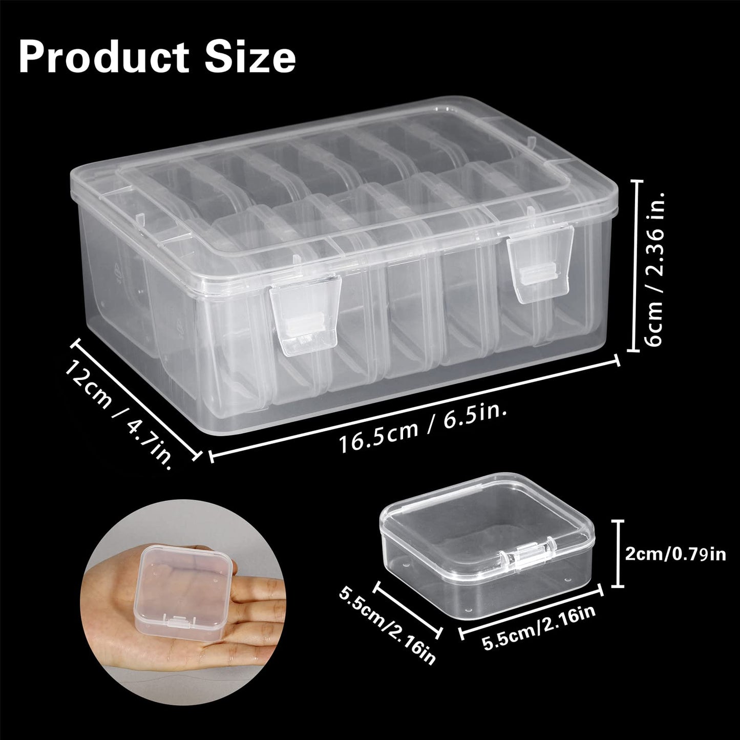 Mathtoxyz Small Bead Organizers, 45 Pieces Plastic Storage Cases Mini Clear Bead Storage Containers Transparent Boxes with Hinged Lid and Rectangle Clear Craft Supply Case
