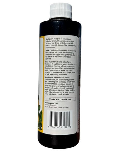 Farmer's Secret Citrus Tree Booster Fertilizer - Super Concentrated Formula for All Citrus Trees | 8oz