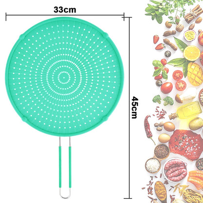 Splatter Screen for Frying Pan, Grease Splatter Guard, Heat-Resistant Splatter Guards for Frying, Silicone Splatter Guard for Everyday Cooking, Dishwasher Safe, Green （16in×12in×0.5in)