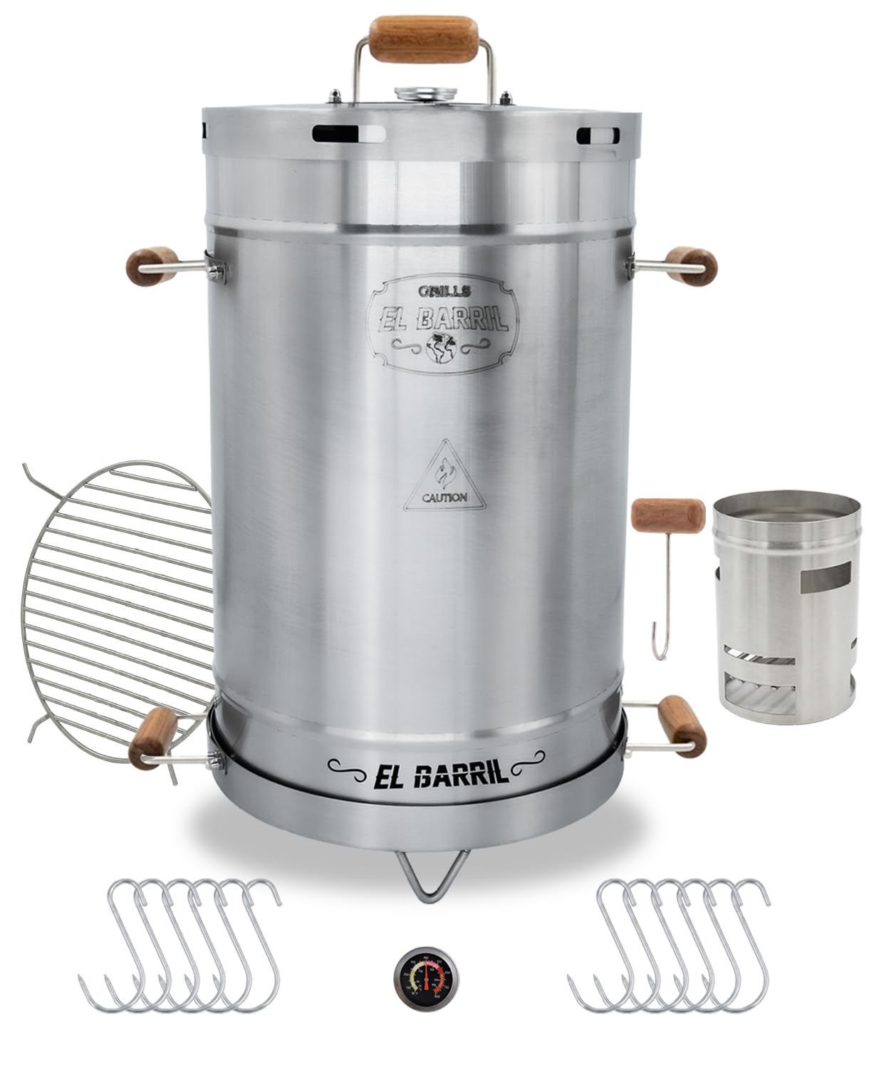 EL BARRIL 30LBS Lite Large Barrel Smoker Grill – Juicy, Even BBQ Every Time, 430 Stainless Steel, Vertical Charcoal Barrel Grill and Rust-Resistant Design, Perfect for Family, Parties & Outdoor
