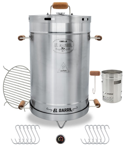 EL BARRIL 30LBS Lite Large Barrel Smoker Grill – Juicy, Even BBQ Every Time, 430 Stainless Steel, Vertical Charcoal Barrel Grill and Rust-Resistant Design, Perfect for Family, Parties & Outdoor