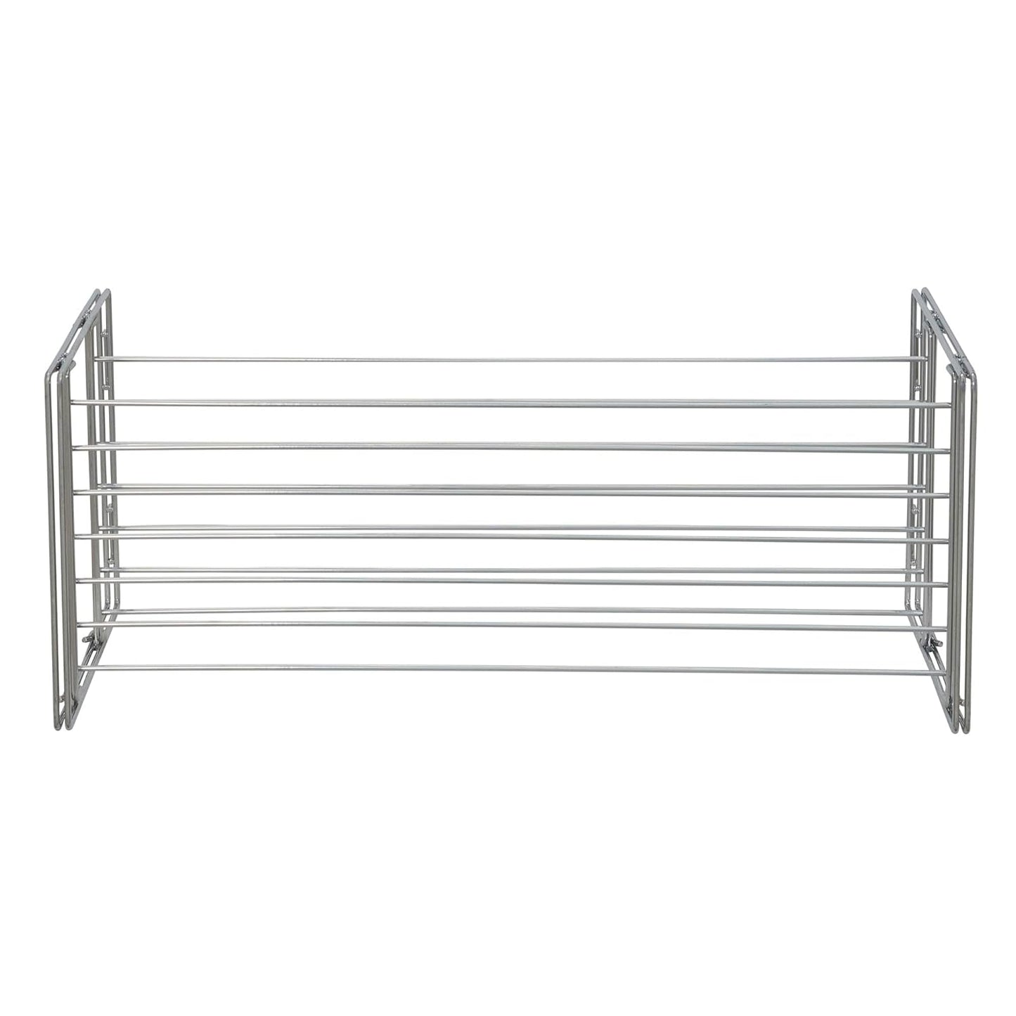 Two-Tier Chrome Shoe Rack - Stackable Storage Solution