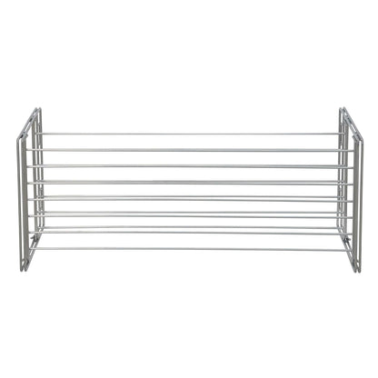 Two-Tier Chrome Shoe Rack - Stackable Storage Solution