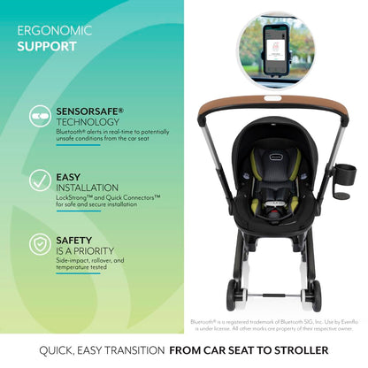 Evenflo Shyft DualRide Preemie and Infant Car Seat Stroller Combo 3-30lbs with Carryall Storage (Durham Green)