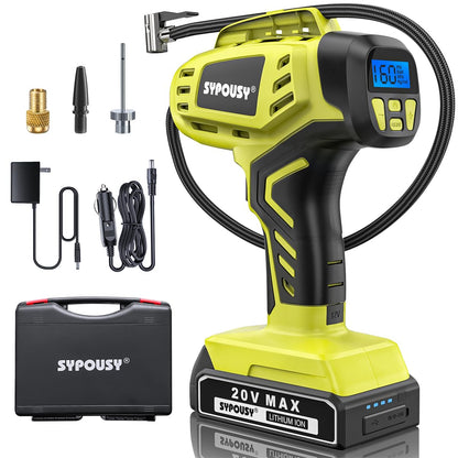 Tire Inflator Portable Air Compressor,Digital Cordless Tire Inflator,2X Faster Car Tire Pump with 20V Rechargeable Battery,Dual Power Supply Modes,Air Pump for Car Tires,E-Bike etc.