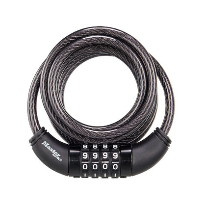 Allen Sports Premier Locking Quick Release 5-Bike Carrier for 2 in. Hitch, QR555 & Master Lock Bike Lock Cable, Set Your Own Combination Bicycle Lock, Black