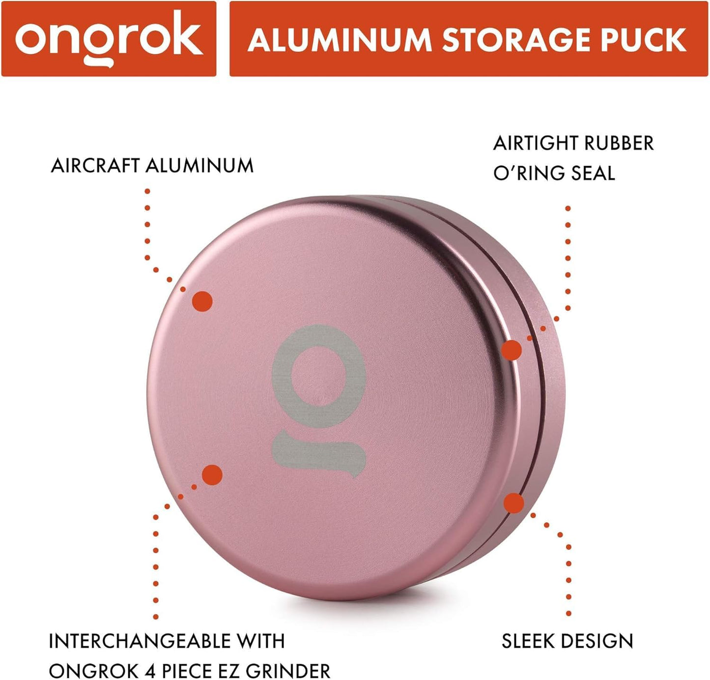 ONGROK Storage Puck, Gold, Perfect Size Case to Store in Your Pocket, Airtight, Preserves Moisture Profile, Smell and Aroma