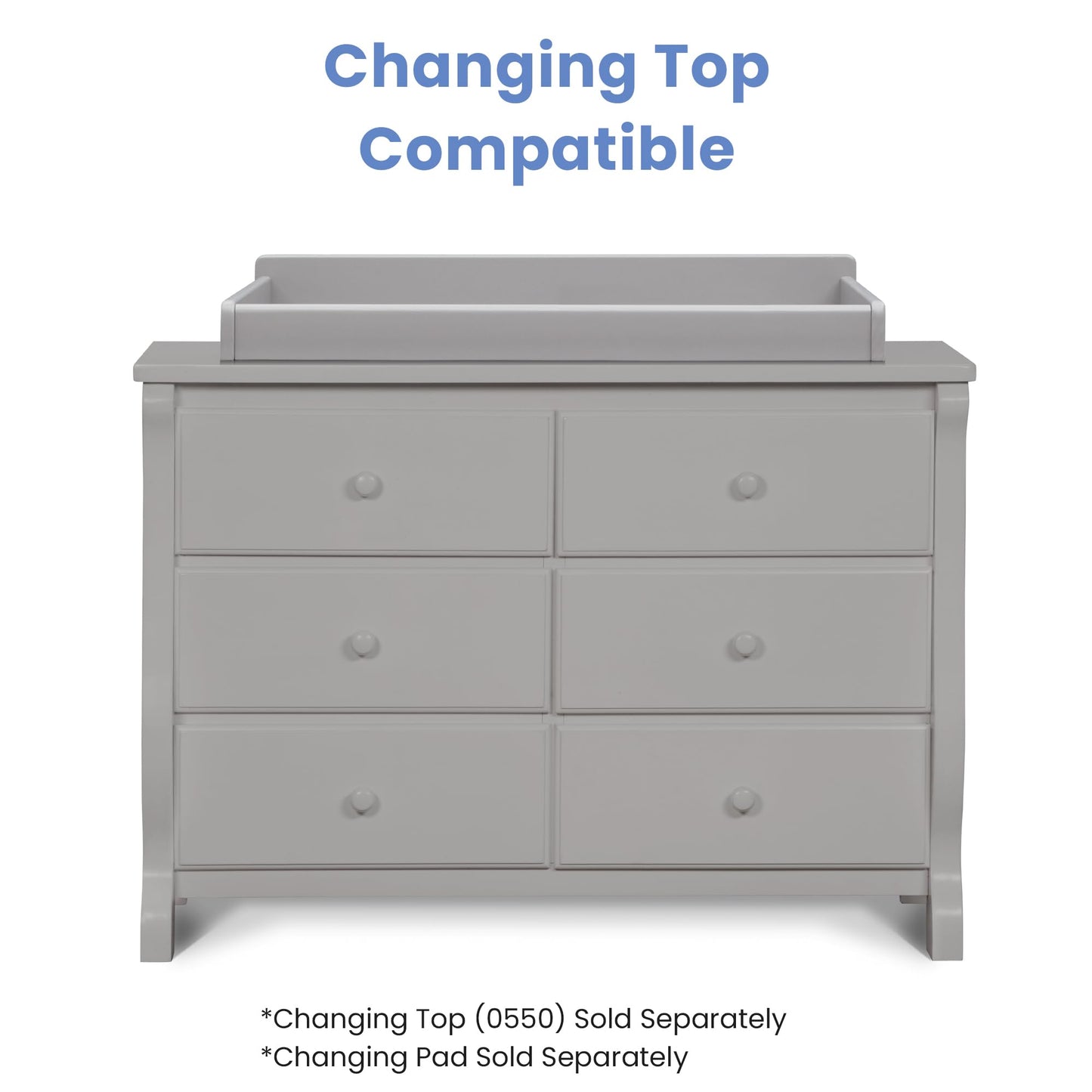 Delta Children Universal 6 Drawer Dresser with Interlocking Drawers - Greenguard Gold Certified, Grey
