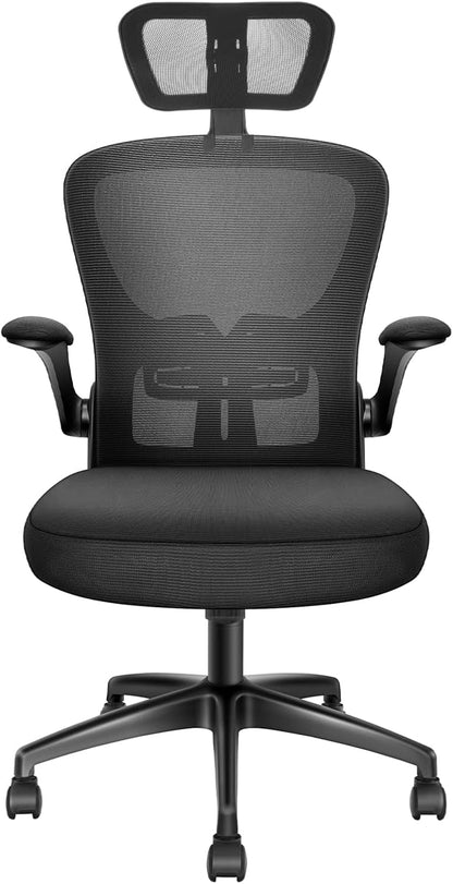 BESPORTBLE Adjustable Office Chair Headrest Attachment, Black Mesh Nylon Frame Universal Head Support Cushion