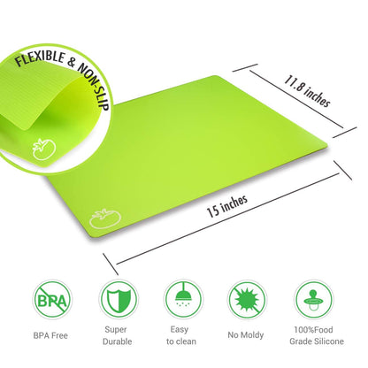 Cutting Board Mats Flexible Plastic Colored Mats with Food Icons, Fotouzy BPA-Free, Non-Porous, Anti-skid back and Dishwasher Safe, Set of 7 Rainbow - 7 Pieces