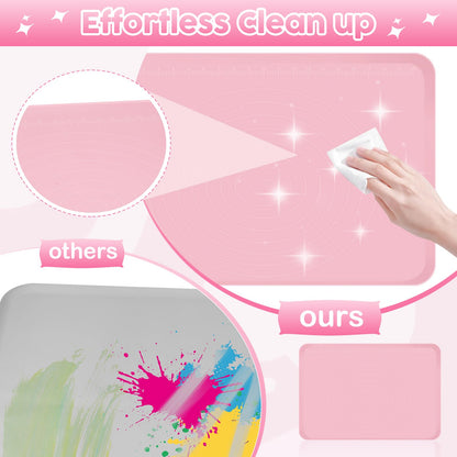 Silicone Art Mat for Crafts, Large 24x19.5 Inch Silicone Painting Mat & Craft Mat with Raised Edges for Artists, Jewelry Making, Playdough, Activities,Pink