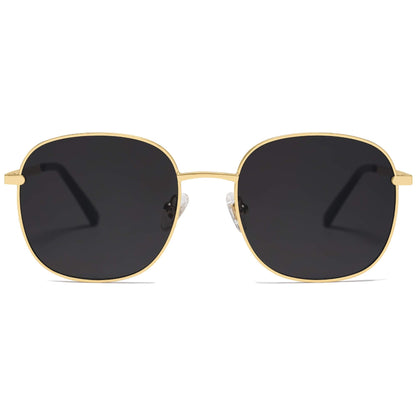 SOJOS Classic Trendy Square Sunglasses for Women Men Cute Big Frame Gold Shades SJ1137, Bright Gold/Grey