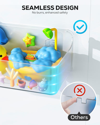Nieifi Bath Toy Storage, Large Capacity Bath Toy Organizer, Adhesive Shower Caddy for Baby Bathroom Bathtub, Clear (2 Large)
