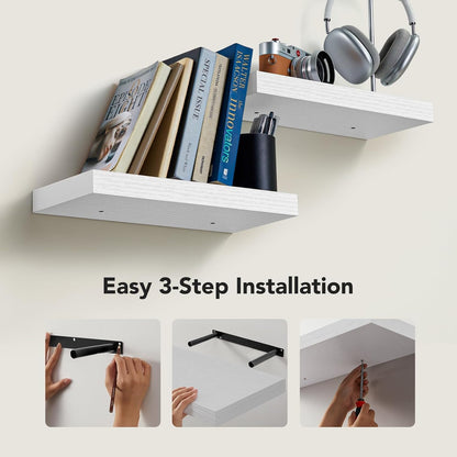 15 7 Inch Set 2 AMADA HOMEFURNISHING Floating Shelves Wall Mounted, x Wall Shelves for Bathroom, Bedroom, Living Room