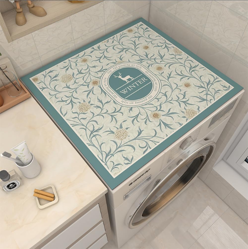 Colorful Diatomite Washer or Dryer Cover, Cute Dust-proof Mat for Laundry Machine, 23.6X23.6 in (Colorful-A)