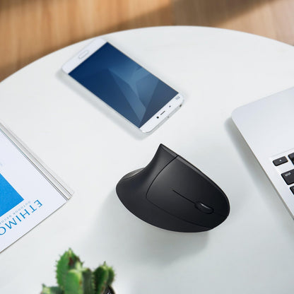 Anker 2.4G Wireless Vertical Ergonomic Optical Mouse, 800/1200 /1600 DPI, 5 Buttons for Laptop, Desktop, PC, MacBook - Black (Renewed)