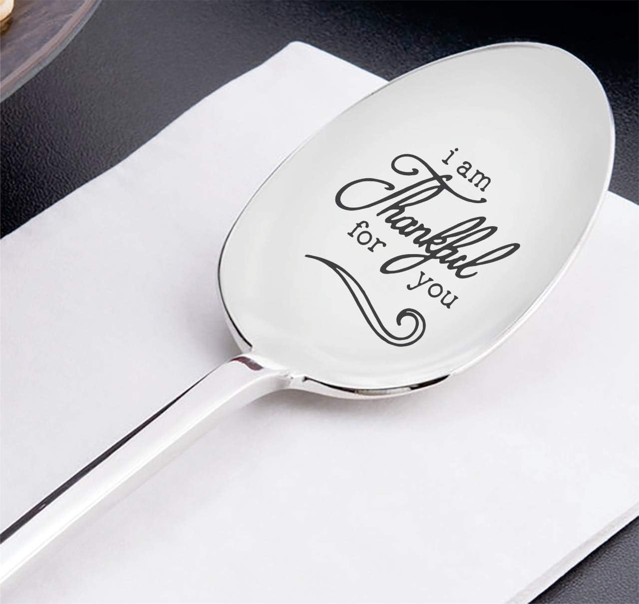 Personalized Hand Stamped Teaspoon Gift - I am Thankful for You, Inspirational Saying, Thanksgiving Gift