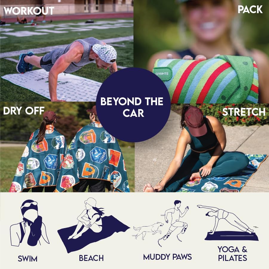 Sprints Athletic Running Towel, Full-Sized, Car Seat Cover - Performance Microfiber (Peaches & Pleasures The Small
