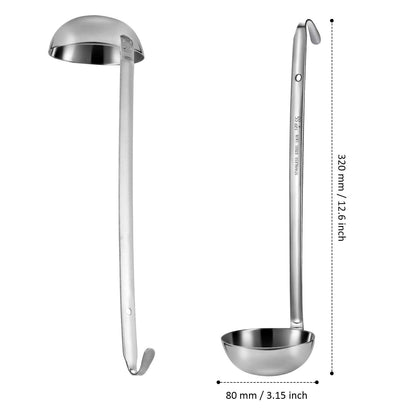 meekoo 3 Pieces Stainless Steel Ladle Soup Handle Ladle with Pouring Rim for Kitchen Cooking Soup Sauce (4 oz)