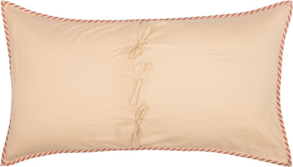 VHC Brands Sawyer Mill Large Pillow Sham Cover, Farmhouse Country Stripe, King Size 21x37, Red